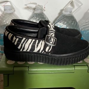 Vans black suede and zebra creepers 8 LIKE NEW